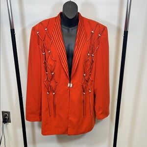 St. Anthony Evening Elegant Orange Women's Jacket with Beaded Detailing 18W